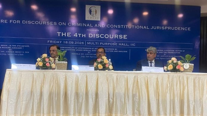 Panelists Justice Abhay Oka, Justice Ujjal Bhuyan, and Justice Amit Sharma | Photo: Purvi Rajpuria | ThePrint