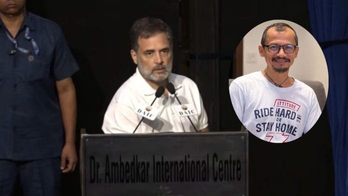 Inset: Chongtham Vikram Singh | Rahul Gandhi during memorial at Dr Ambedkar International Centre in New Delhi on 10 September, 2026 | X @RahulGandhi
