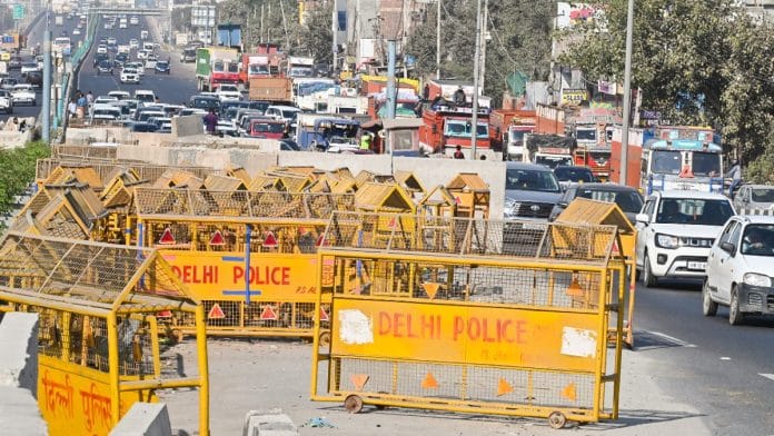 Representational | Barricades installed by Delhi Police at Singhu Border in New Delhi on 6 December, 2024 | Sanjay Sharma/ANI