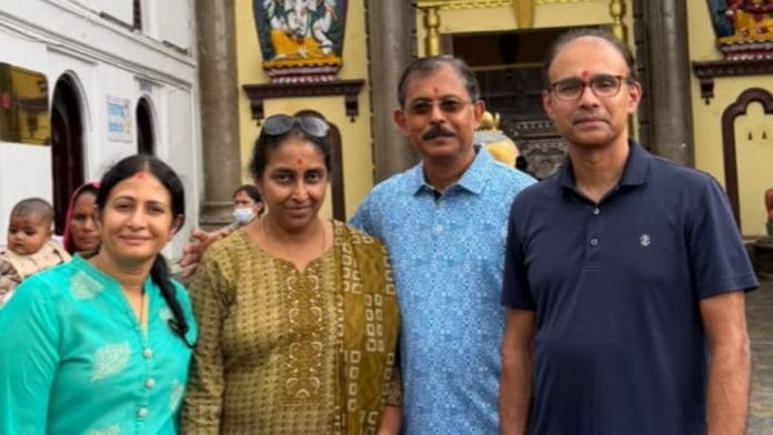 Sankar Venkatachalam (third from left) in front of the Pashupatinath temple. This is the last photo the group of pilgrims sent their family | By special arrangement