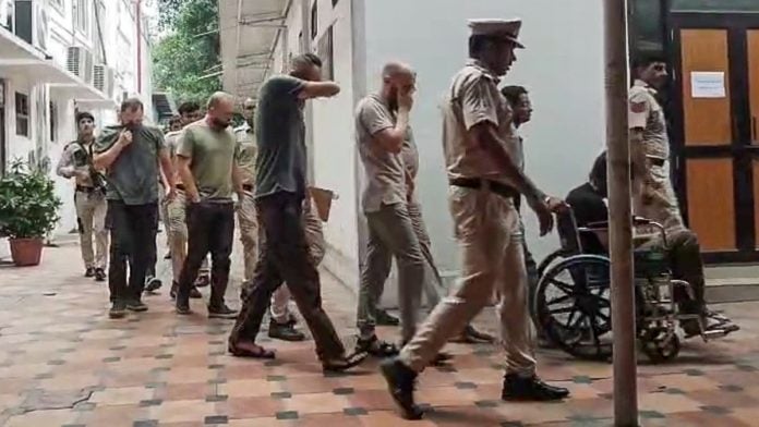 Five Ukrainians and one US National brought to Patiala House Court in NIA case, in New Delhi on 3 July, 2026 | ANI