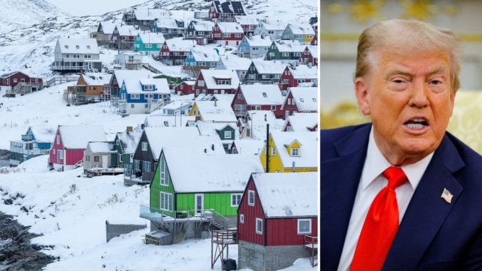 A view of Nuuk, Greenland and file photo of US president Donald Trump. | Reuters