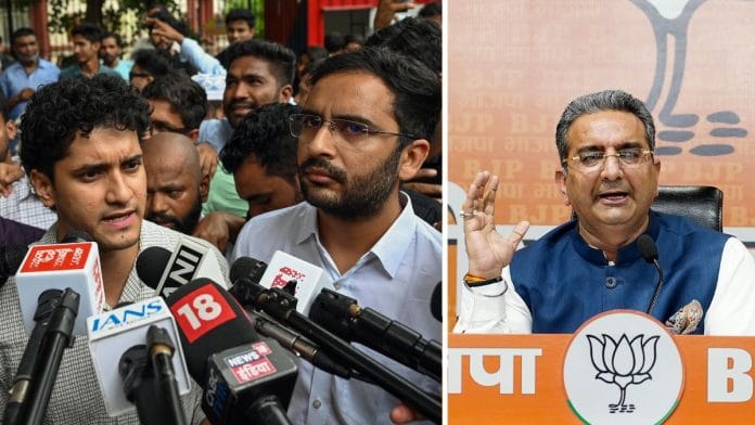 CJP spokesperson Saurav Das and Ashutosh Ranka and BJP's spokesperson Gaurav Bhatia. | ANI