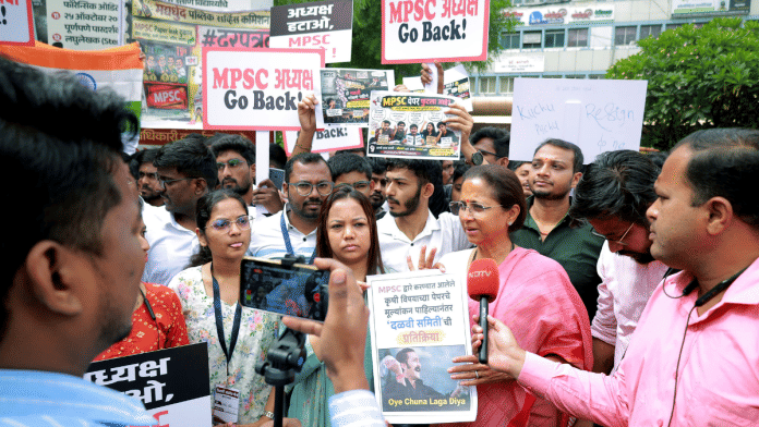 NCP-SCP MP Supriya Sule speaks to the media as she participates in the 'Student Outrage March' organised to advocate for students' rights and protest against the MPSC paper leak, in Pune on Monday. (@supriya_sule X/ANI Photo)