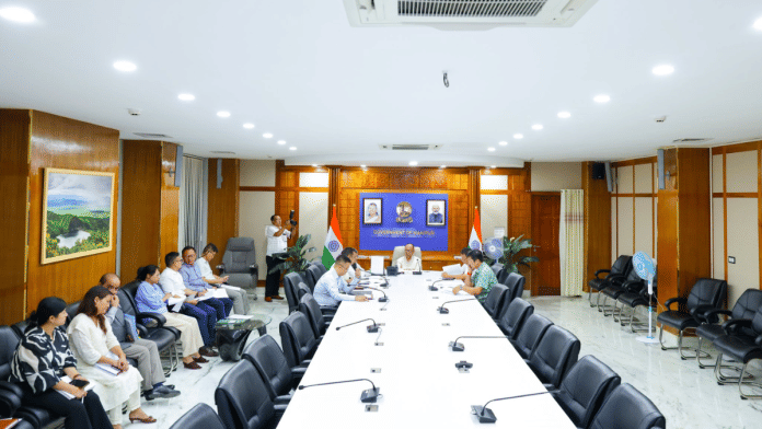 CM Khemchand Yumnam chairs a state cabinet meeting in June with his ministers, chief secretary, and senior officials. | X/@YKhemchandSingh