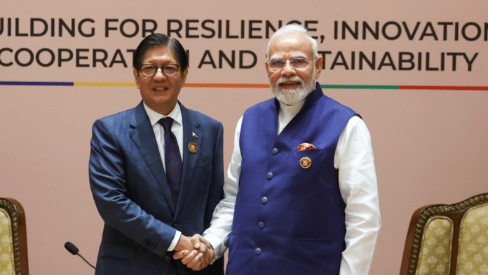 PM Narendra Modi meets President Ferdinand R. Marcos Jr. of Philippines in New Delhi on Sunday. | X/@MEAIndia