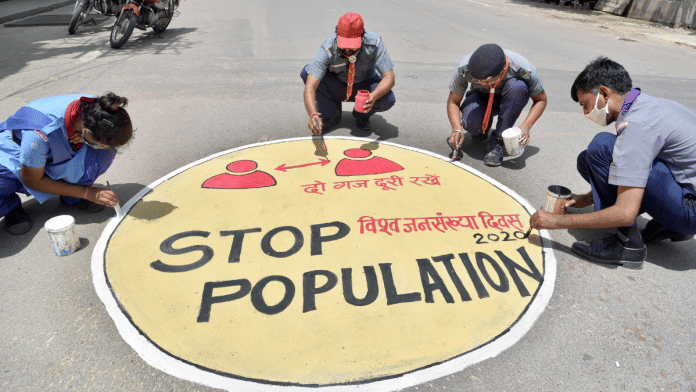 Scouts make a painting on-road conveying message of control population on the occasion of World Population Day (11 July) in Bikaner | ANI File