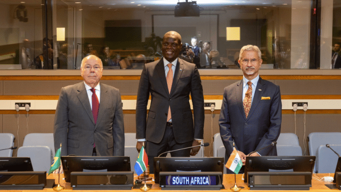 The foreign ministers of the three countries at a meeting held on the margins of the UNGA | X/@DrSJaishankar