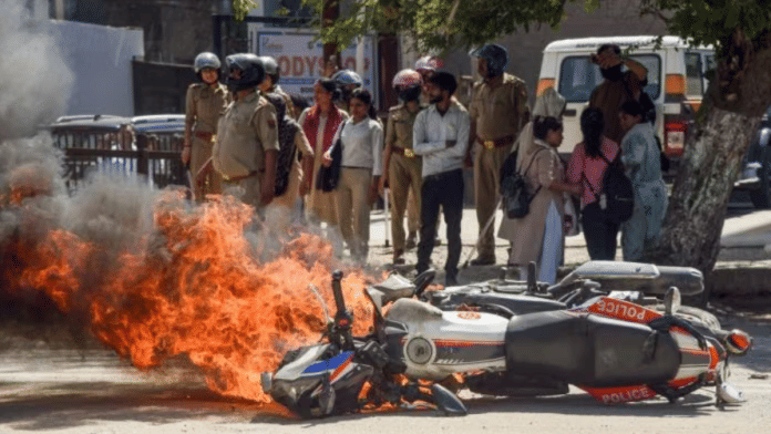 File photo of the Noida workers' protest that took place in April | ANI