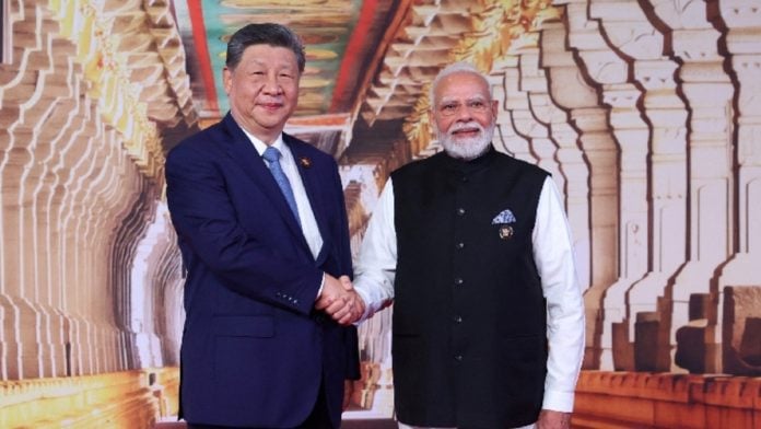 Prime Minister Narendra Modi with Chinese President Xi Jinping at Bharat Mandapam during the BRICS Summit in New Delhi | REUTERS