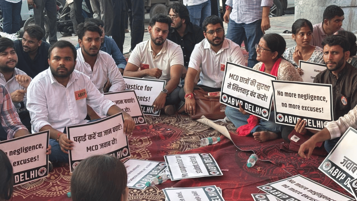 ABVP, NSUI, and Left members had held separate protests against PGs mushrooming across North and South campuses of DU | Samridhi Tewari | ThePrint