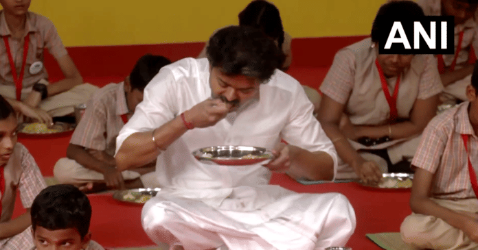 CM Vijay eats with schoolchildren | ANI