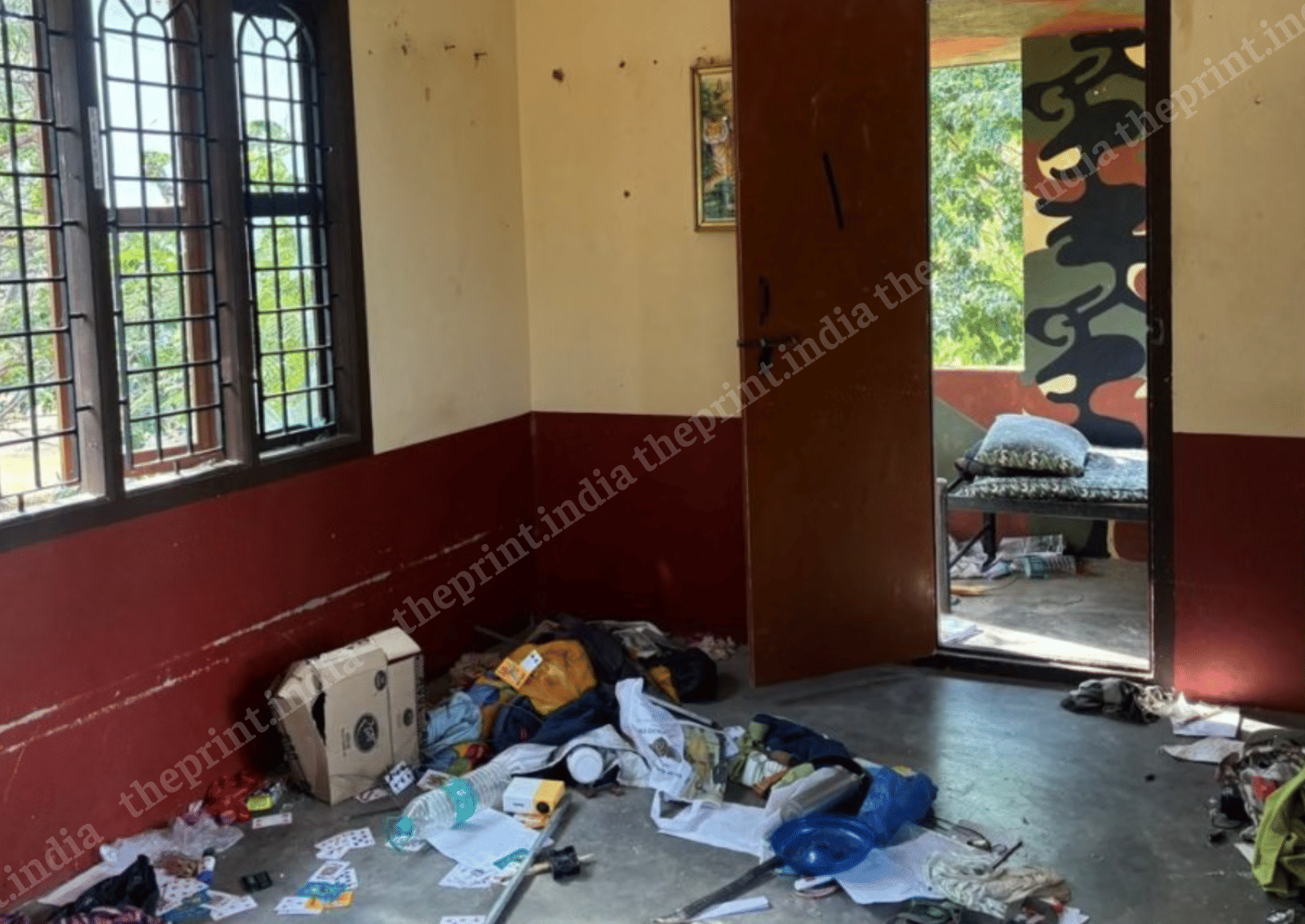 A ransacked room at the Shagya anti-poaching camp in Cauvery Wildlife Sanctuary. It was attacked after three men were shot dead on suspicion of being poachers | Vitasta Kaul/ThePrint