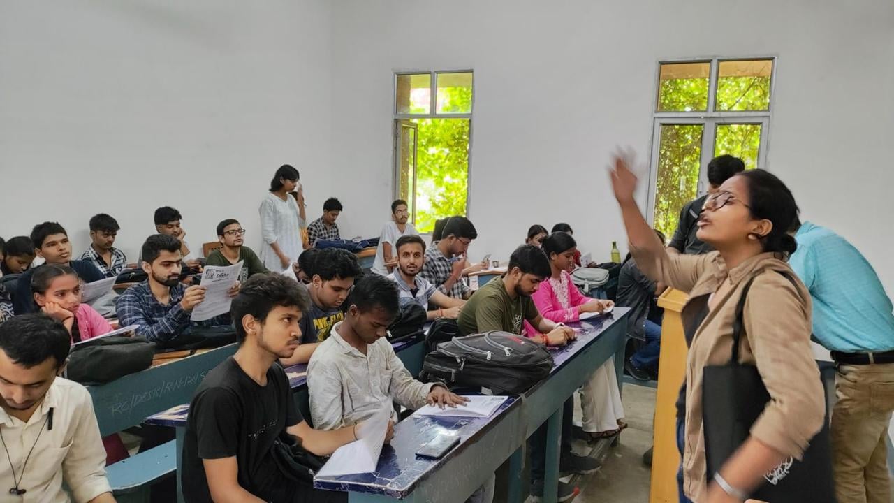 Akriti Chaudhary in a classroom. | Special arrangement 