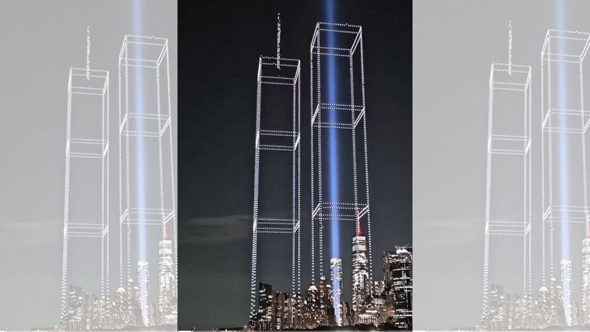 Drones recreate Twin Towers in New York ahead of 9/11 anniversary