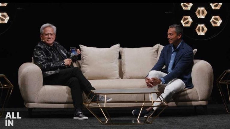 Trump dials Nvidia CEO on stage—to say AI fear is a ‘hoax’