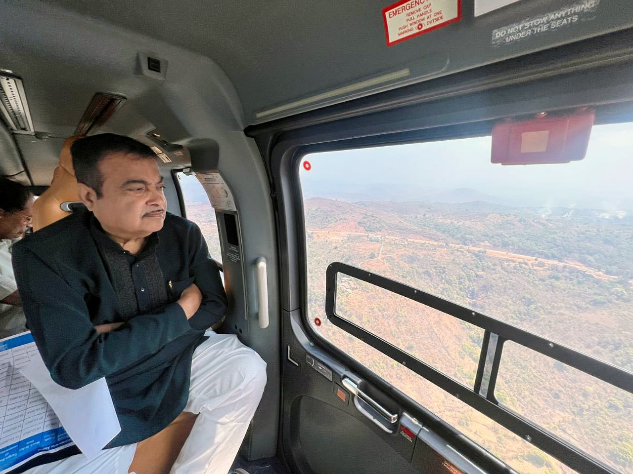 Gadkari conducting an aerial survey of the Mumbai-Goa National Highway-66 in 2023 | ANI file photo