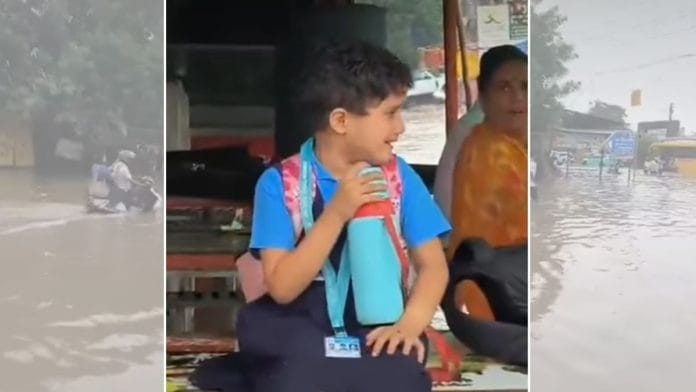 A young girl surrounded by a pool of murky water could not stop crying | Instagram