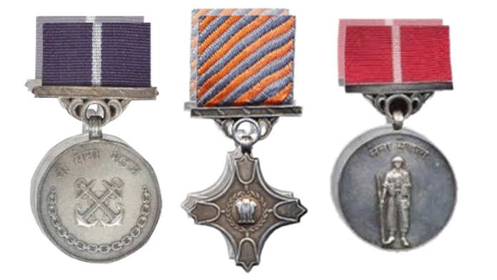 Nau Sena Medal, Vayu Sena Medal and Sena Medal
