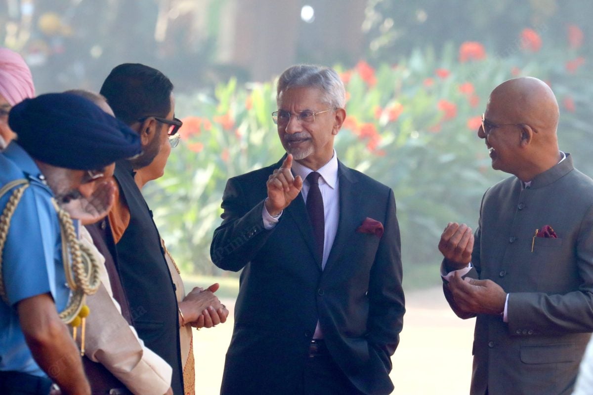 Minister of External Affairs S. Jaishankar with senior officials at Rashtrapati Bhavan | Praveen Jain/ThePrint
