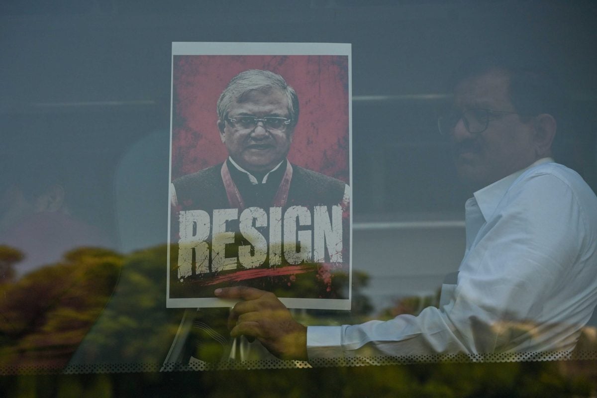 An INDIA bloc alliance member boards a bus to Jantar Mantar for a sit-in protest against Chief Election Commissioner Gyanesh Kumar | Suraj Singh Bisht | ThePrint