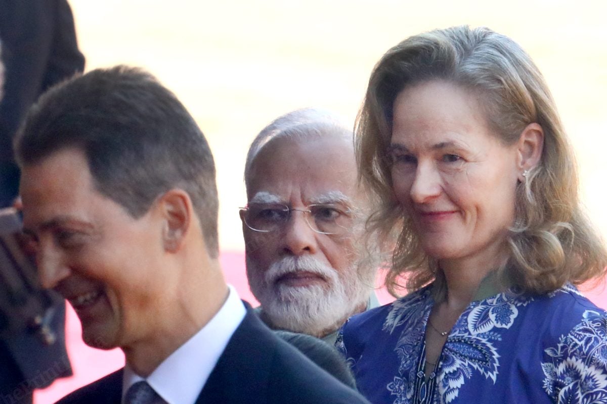 PM Modi, with Liechtenstein's Hereditary Prince Alois and Princess Sophie, after they inspected the guard of honour at Rashtrapati Bhavan | Praveen Jain/ThePrint