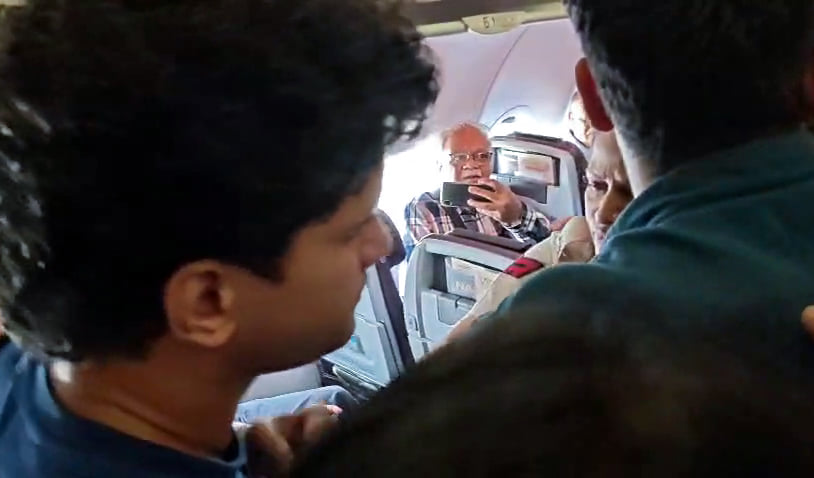 CJP co-convenor Saurav Das detained after the flight landed at Delhi airport | ANI Video Grab