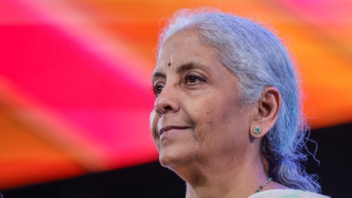 Nirmala Sitharaman, India's finance minister, during the Global Fintech Fest in Mumbai, India, on Friday, Sept. 11, 2026. I urge the Reserve Bank of India to further advance and also develop what it has initiated through both the wholesale and retail CBDC pilots, Sitharaman said. | Photographer: Dhiraj Singh/Bloomberg