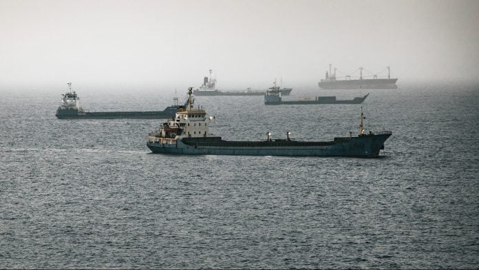 Representational Image | Crude oil tankers, bulk carriers and vessels sit anchored around Qaboos Port on June 22, 2026 in Muscat, Oman. The Strait of Hormuz | Bloomberg