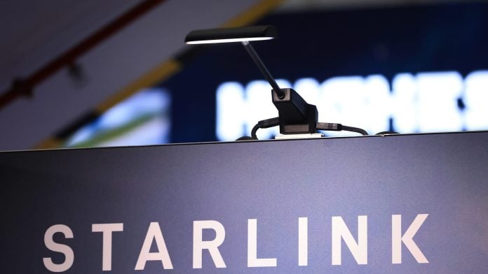 The Starlink Inc. booth at the Aircraft Interiors Expo (AIX) in Hamburg, Germany, on Tuesday, April 14, 2026. | Photographer: Krisztian Bocsi/Bloomberg