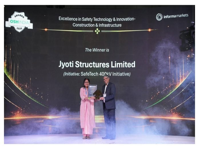 Jyoti Structures wins OSH India Award 2026 for safety innovation in transmission project execution