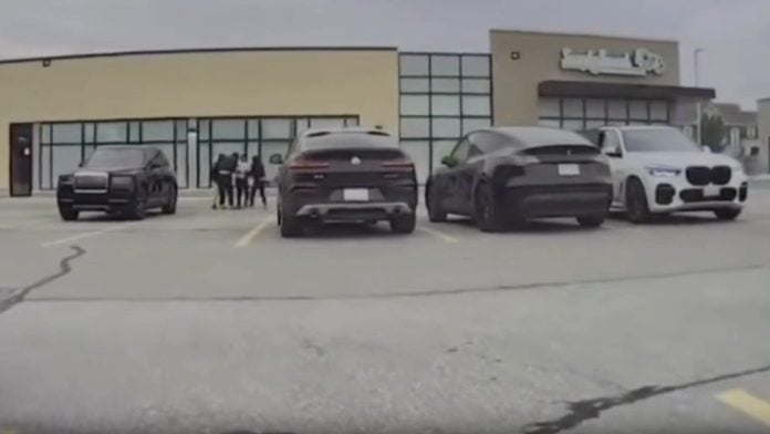 Still from video of carjacking recorded by kitchenerr_confessions and shared by Peel Regional Police