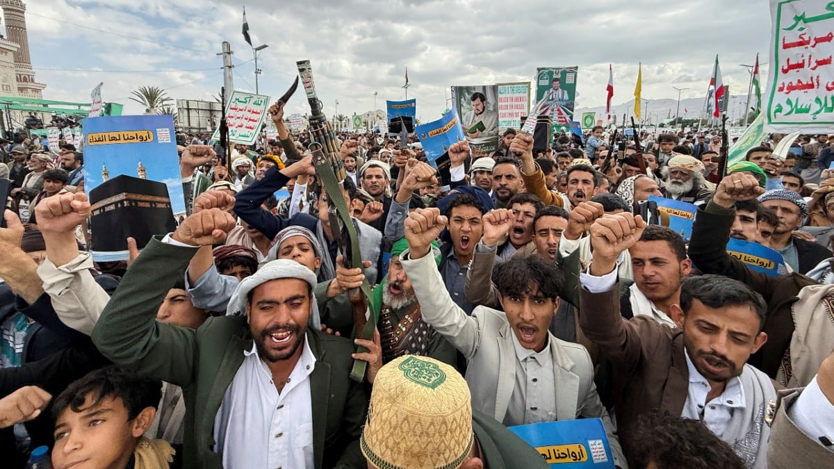 Supporters celebrating advances by Houthis along the Red Sea coastline, in Sanaa, Yemen, on 18 September, 2026 | Adel Al Khader/ThePrint