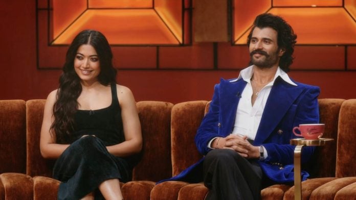 Vijay Deverakonda and Rashmika Mandanna on Karan Johar's celebrity chat show Koffee With Karan | Photo: Jio Hotstar