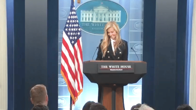 Katie Zacharia’s White House press secretary debut: Three questions, one slip and a hasty exit