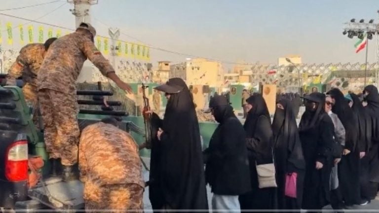 Iran puts women at the front of its Janfada drive – Rifles, chadors and motorcycles