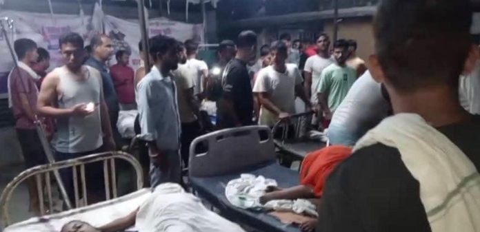 Hajipur : People gather at a local hopital after a boat capsized in the Ganga river, with several people feared drowned, in Bihar's Vaishali district on Tuesday, Oct. 13, 2026. (PTI Photo)