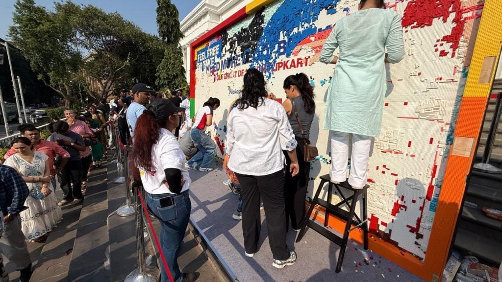 People waiting petiently for their turn to take the LEGO bricks | Tarini Unnikrishnan, ThePrint
