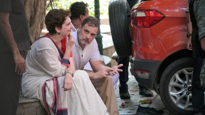 Congress leaders Rahul Gandhi, Priyanka Gandhi Vadra at Akashvani Bhawan in New Delhi on 6 October, 2026 | Suraj Singh Bisht/ThePrint