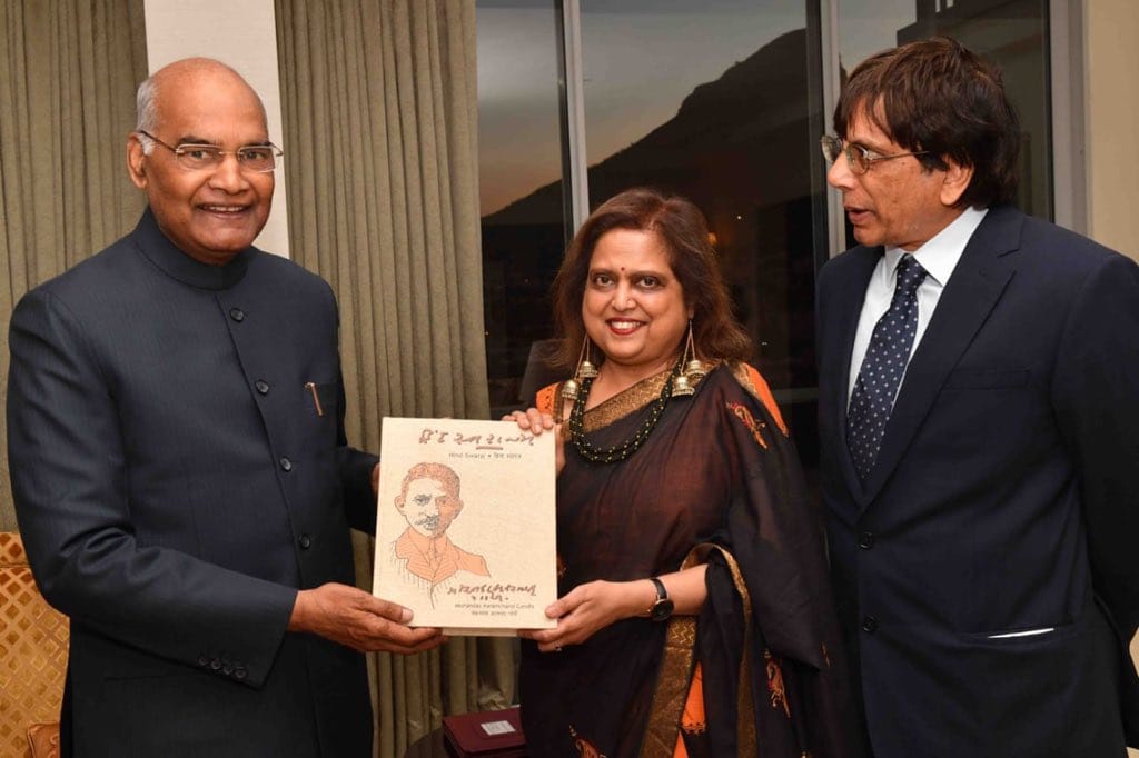 Uma Dhupelia-Mesthrie with former President Ram Nath Kovind in April 2013 | X@rashtrapatibhvn