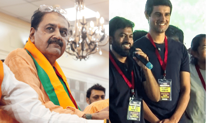 BJP RS nominee Gopi Krishna Pandey; Abhijeet Dipke and Dhruv Rathee at the CJP protest in Bengaluru | ANI