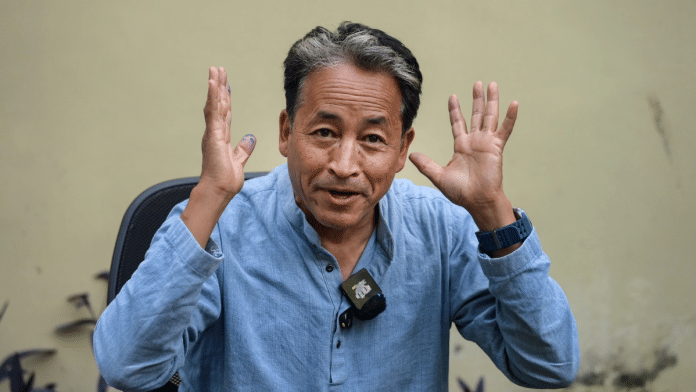 Climate activist Sonam Wangchuk interacts with the media regarding discussions on constitutional safeguards and Sixth Schedule status for Ladakh, at Ladakh Bhawan in New Delhi, Thursday, Oct. 22, 2026. PTI