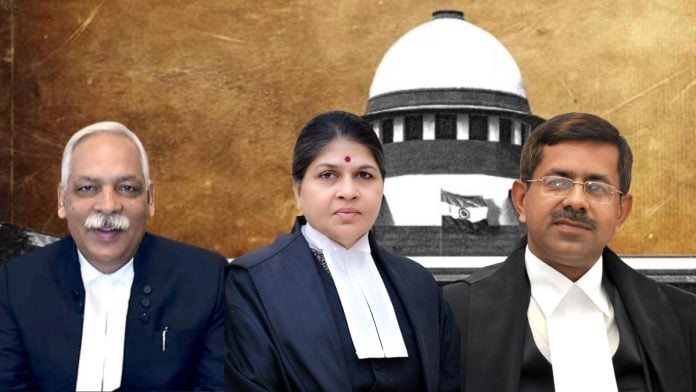 (L to R) Justice Devendra Kumar Upadhyaya, Justice Sunita Agarwal and Justice Aparesh Kumar Singh are ranked fourth, fifth and sixth, respectively, in the all-India seniority list | Websites of Allahabad high court, Peddappalli district court