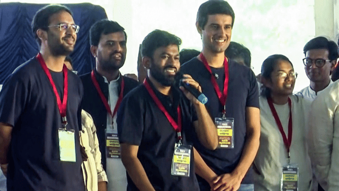 YouTuber Dhruv Rathee with CJP founder Abhijit Dipke and others at Bengaluru Freedom Park protest on Thursday. | ANI
