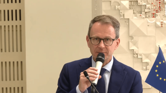 Screengrab from the press briefing held by Mikko Kivikoski, Ambassador of Finland, in New Delhi on Monday | X/@ians_india