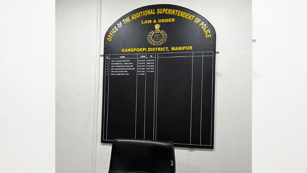 The wooden board in the office of the additional superintendent of police (ASP) in Kangpoki district | Moushumi Das Gupta | ThePrint