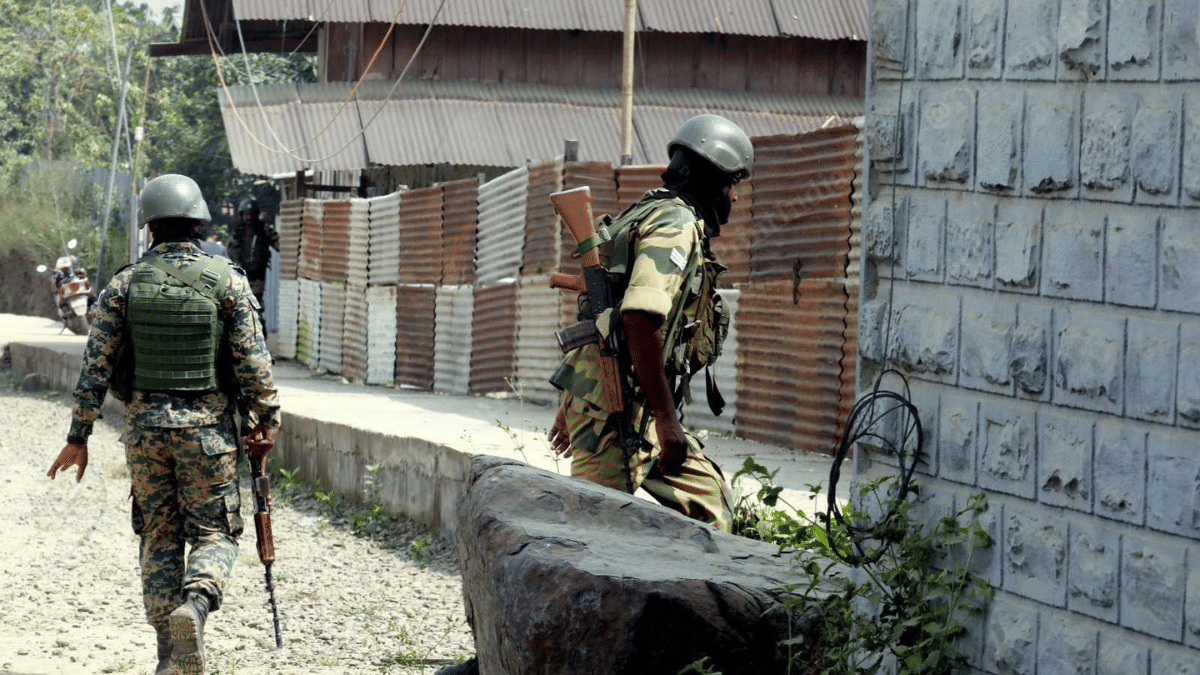 CRPF personnel on the move at Kangpokpi bazar located in the heart of Kangpokpi town | Praveen Jain | ThePrint