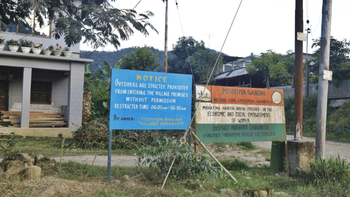 A notice board at P. Khullen village in Manipur's Senapati district | Praveen Jain | ThePrint
