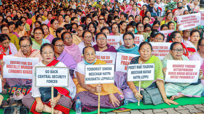 Representational file photo. | Women from Naga & Meitei communities stage a sit-in protest in Manipur's Imphal in July. | ANI