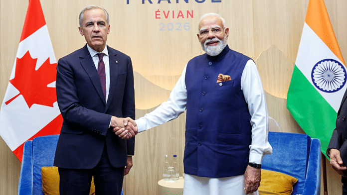 PM Modi with Canadian counterpart Mark Carney on the sidelines of the G7 Summit in France this June. | ANI